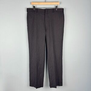 Brooks Brothers Mens 38/30 Blue Pin Striped Cuffed Wool Suspender Dress Pants